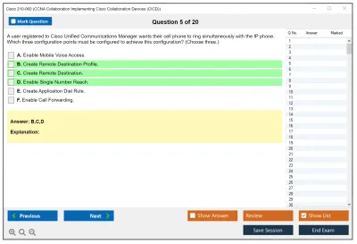 Cisco 210-060 CCNA Collaboration Implementing Cisco Collaboration Devices (CICD) Practice test exam simulator test engine exam Prep practice test questions answers Image 5