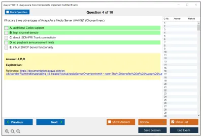 Avaya 71201X Avaya AuraCore Components Implement Certified Exam Practice test exam simulator test engine exam Prep practice test questions answers Image 4