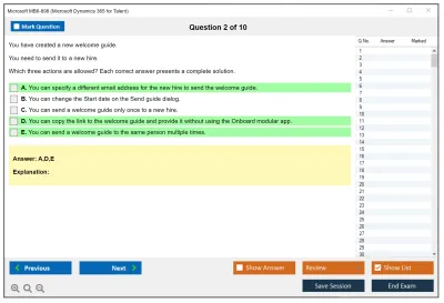 Microsoft MB6-898 Microsoft Dynamics 365 for Talent Practice test exam simulator test engine exam Prep practice test questions answers Image 2