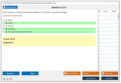 CA Technologies CAT-120 CA Application Performance Management Administrator Exam Practice test exam simulator test engine exam Prep practice test questions answers Image 2