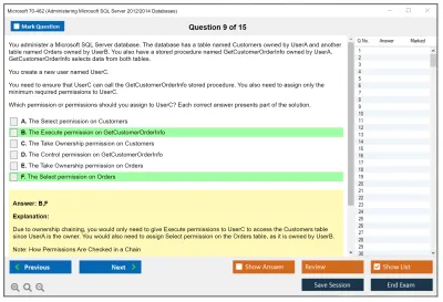 Microsoft 70-462 Administering Microsoft SQL Server 2012/2014 Databases Practice test exam simulator test engine exam Prep practice test questions answers Image 9