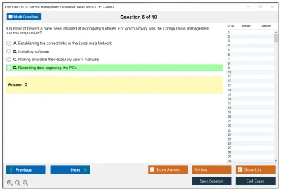 Exin EX0-115 IT Service Management Foundation based on ISO / IEC 20000 Practice test exam simulator test engine exam Prep practice test questions answers Image 6