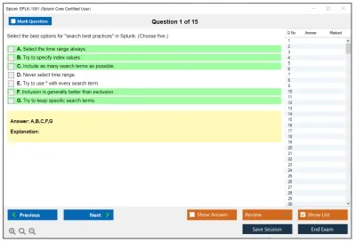 Splunk SPLK-1001 Splunk Core Certified User Practice test exam simulator test engine exam Prep practice test questions answers Image 1