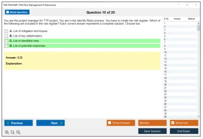 PMI PMI-RMP PMI Risk Management Professional (PMI-RMP) Exam Practice test exam simulator test engine exam Prep practice test questions answers Image 10