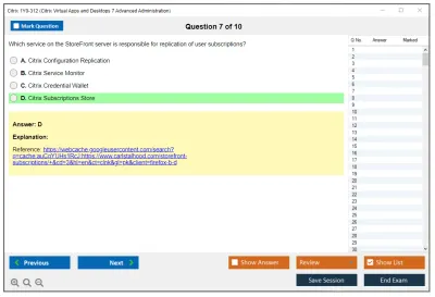 Citrix 1Y0-312 Citrix Virtual Apps and Desktops 7 Advanced Administration Practice test exam simulator test engine exam Prep practice test questions answers Image 7