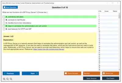Cisco 500-444 Cisco Contact Center Enterprise Implementation and Troubleshooting Practice test exam simulator test engine exam Prep practice test questions answers Image 5