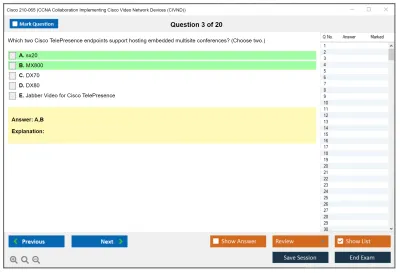 Cisco 210-065 CCNA Collaboration Implementing Cisco Video Network Devices (CIVND) Practice test exam simulator test engine exam Prep practice test questions answers Image 3