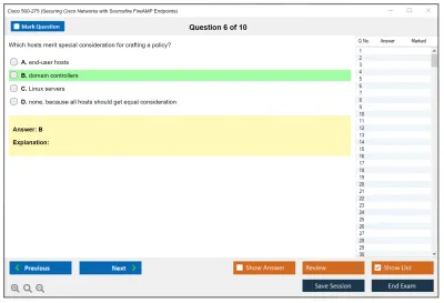 Cisco 500-275 Securing Cisco Networks with Sourcefire FireAMP Endpoints Practice test exam simulator test engine exam Prep practice test questions answers Image 6
