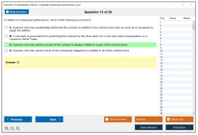 Cima BA4 Fundamentals of Ethics, Corporate Governance and Business Law Practice test exam simulator test engine exam Prep practice test questions answers Image 13