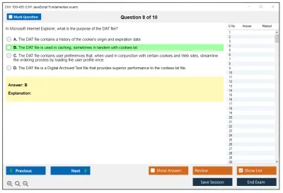 CIW 1D0-435 CIW JavaScript Fundamentals exam Practice test exam simulator test engine exam Prep practice test questions answers Image 8