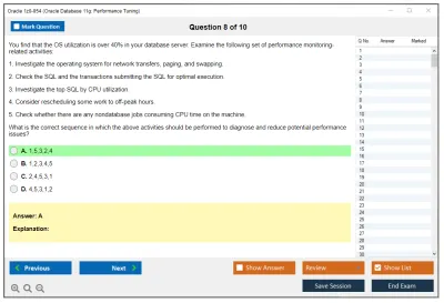 Oracle 1z0-054 Oracle Database 11g: Performance Tuning Practice test exam simulator test engine exam Prep practice test questions answers Image 8