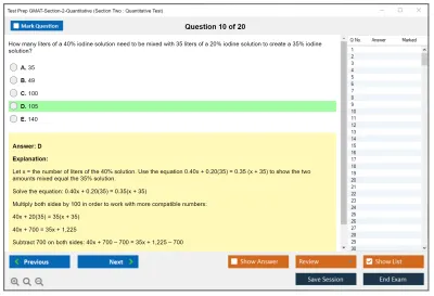 Test Prep GMAT-Section-2-Quantitative Section Two : Quantitative Test Practice test exam simulator test engine exam Prep practice test questions answers Image 10