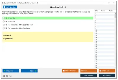 Six Sigma ICGB IASSC Certified Lean Six Sigma Green Belt Practice test exam simulator test engine exam Prep practice test questions answers Image 9