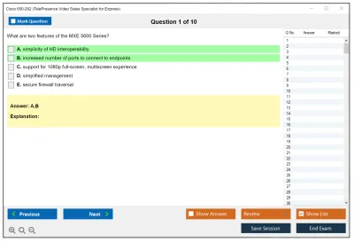 Cisco 650-292 TelePresence Video Sales Specialist for Express Practice test exam simulator test engine exam Prep practice test questions answers Image 1