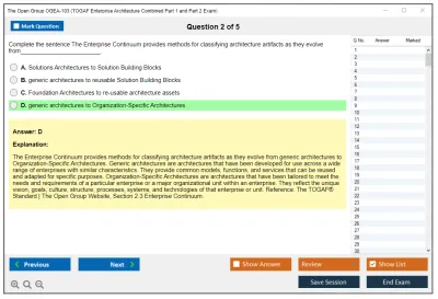The Open Group OGEA-103 TOGAF Enterprise Architecture Combined Part 1 and Part 2 Exam Practice test exam simulator test engine exam Prep practice test questions answers Image 2