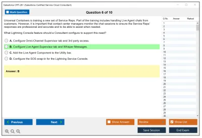 Salesforce CRT-261 Salesforce Certification Preparation for Service Cloud Consultant Practice test exam simulator test engine exam Prep practice test questions answers Image 6
