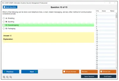 ISC2 CISSP-ISSMP Information Systems Security Management Professional Practice test exam simulator test engine exam Prep practice test questions answers Image 10