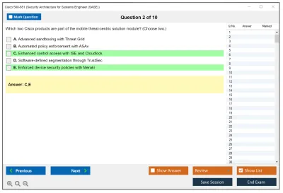 Cisco 500-651 Security Architecture for Systems Engineer (SASE) Practice test exam simulator test engine exam Prep practice test questions answers Image 2