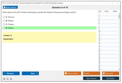 SAP C_S4CDK_2022 SAP Certified Development AssociateSAP Cloud SDK Extensibility Developer Practice test exam simulator test engine exam Prep practice test questions answers Image 8