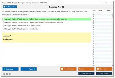 Juniper JN0-648 Enterprise Routing and Switching-Professional (JNCIP-ENT) Practice test exam simulator test engine exam Prep practice test questions answers Image 7
