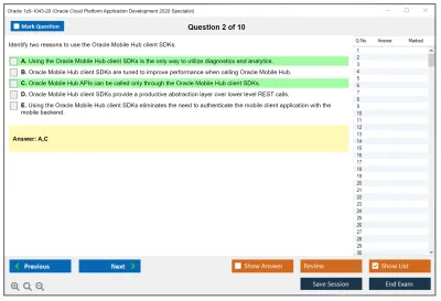 Oracle 1z0-1043-20 Oracle Cloud Platform Application Development 2020 Specialist Practice test exam simulator test engine exam Prep practice test questions answers Image 2