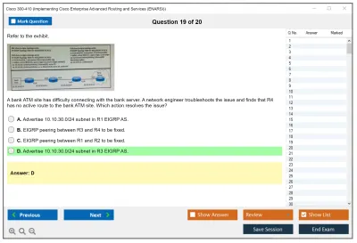 Cisco 300-410 Implementing Cisco Enterprise Advanced Routing and Services (300-410 ENARSI) Practice test exam simulator test engine exam Prep practice test questions answers Image 19