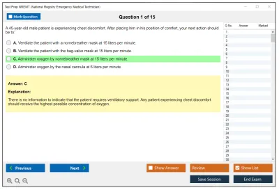 Test Prep NREMT National Registry Emergency Medical Technician Practice test exam simulator test engine exam Prep practice test questions answers Image 1