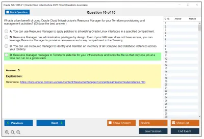 Oracle 1z0-1067-21 Oracle Cloud Infrastructure 2021 Cloud Operations Associate Practice test exam simulator test engine exam Prep practice test questions answers Image 10
