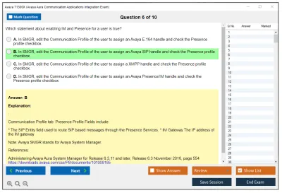 Avaya 71300X Avaya Aura Communication Applications Integration Exam Practice test exam simulator test engine exam Prep practice test questions answers Image 6
