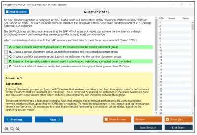 Amazon AWS PAS-C01 AWS Certified: SAP on AWS - Specialty Practice test exam simulator test engine exam Prep practice test questions answers Image 2