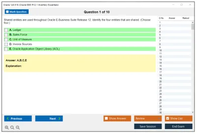 Oracle 1z0-519 Oracle EBS R12.1 Inventory Essentials Practice test exam simulator test engine exam Prep practice test questions answers Image 1