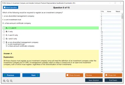 FINRA Series-6 Investment Company and Variable Contracts Products Representative Qualification Examination (IR) Practice test exam simulator test engine exam Prep practice test questions answers Image 6