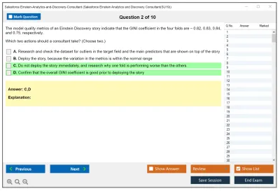Salesforce Einstein-Analytics-and-Discovery-Consultant Salesforce Einstein Analytics and Discovery Consultant Practice test exam simulator test engine exam Prep practice test questions answers Image 2