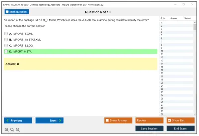 SAP C_TADM70_19 SAP Certified Technology Associate - OS/DB Migration for SAP NetWeaver 7.52 Practice test exam simulator test engine exam Prep practice test questions answers Image 6