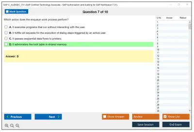 SAP C_AUDSEC_731 SAP Certified Technology Associate - SAP Authorization and Auditing for SAP NetWeaver 7.31 Practice test exam simulator test engine exam Prep practice test questions answers Image 7