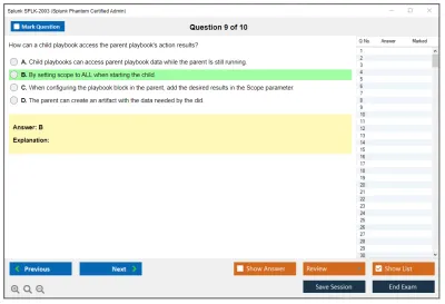 Splunk SPLK-2003 Splunk SOAR Certified Automation Developer Exam Practice test exam simulator test engine exam Prep practice test questions answers Image 9