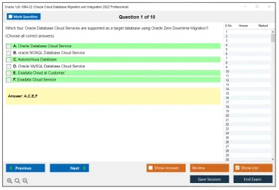 Oracle 1z0-1094-22 Oracle Cloud Database Migration and Integration 2022 Professional Practice test exam simulator test engine exam Prep practice test questions answers Image 1
