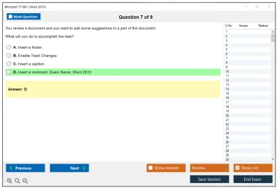 Microsoft 77-881 Word 2010 Practice test exam simulator test engine exam Prep practice test questions answers Image 7