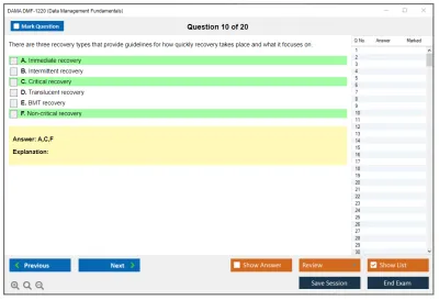 DAMA DMF-1220 Data Management Fundamentals Practice test exam simulator test engine exam Prep practice test questions answers Image 10