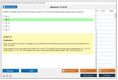 Test Prep PSAT-Test Preliminary Scholastic Aptitude Test: Math, Reading Practice test exam simulator test engine exam Prep practice test questions answers Image 15