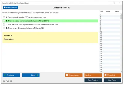 Nokia 4A0-M05 Nokia Cloud Packet Core Practice test exam simulator test engine exam Prep practice test questions answers Image 10