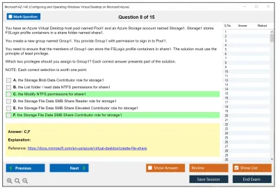Microsoft AZ-140 Configuring and Operating Windows Virtual Desktop on Microsoft Azure Practice test exam simulator test engine exam Prep practice test questions answers Image 8