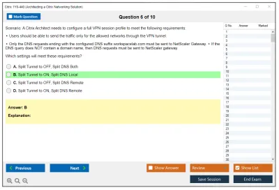 Citrix 1Y0-440 Architecting a Citrix Networking Solution Practice test exam simulator test engine exam Prep practice test questions answers Image 6