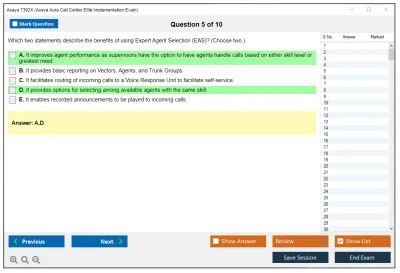 Avaya 7392X Avaya Aura Call Center Elite Implementation Exam Practice test exam simulator test engine exam Prep practice test questions answers Image 5