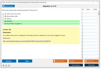 Oracle 1z0-1037-22 Oracle Knowledge Management 2022 Implementation Professional Practice test exam simulator test engine exam Prep practice test questions answers Image 5