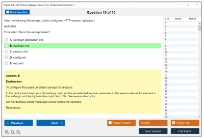 Oracle 1z0-102 Oracle Weblogic Server 11g: System Administration I Practice test exam simulator test engine exam Prep practice test questions answers Image 10