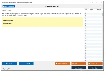 Test Prep PTCE Pharmacy Technician Certification Exam Practice test exam simulator test engine exam Prep practice test questions answers Image 1