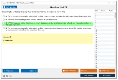 Huawei H11-851_V3.0 HCIA-Video Conference V3.0 Practice test exam simulator test engine exam Prep practice test questions answers Image 13
