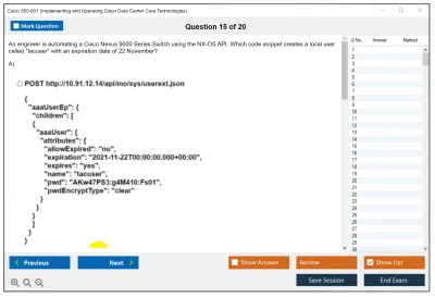 Cisco 350-601 Implementing Cisco Data Center Core Technologies (350-601 DCCOR) Practice test exam simulator test engine exam Prep practice test questions answers Image 15
