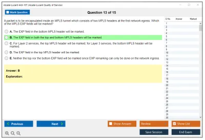 Alcatel-Lucent 4A0-107 Nokia Quality of Service Practice test exam simulator test engine exam Prep practice test questions answers Image 13